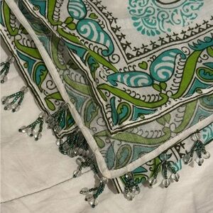 Calypso St. Barth Teal & Green Paisley Cotton Scarf